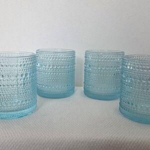 Textured Blue Glass Tumblers